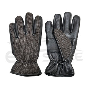 ถุงมือหนังแท้สำหรับผู้ชายสีดำสีเทาผ้าขนสัตว์ผ้าทวีดสไตล์ผู้ใหญ่ถุงมือชุดเดรสฤดูหนาวมีสไตล์ - Product Image 1