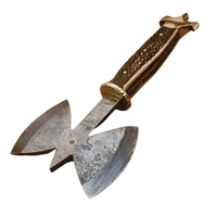 El yapımı şam çelik Tomahawk balta Stag boynuz ahşap kolu Viking HT Hatchet açık kamp için el dövme endüstriyel aracı