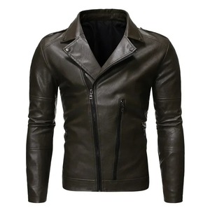 Chaqueta de Cuero con Solapa Entallada de Moda Otoño Invierno 2025 para Hombre, Chaqueta de PU de Lona Hecha a Mano, Chaqueta de Motociclista Elegante para Hombre - Product Image 3