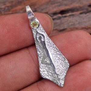 925 Sterling Silver <b>Yoga</b> Pendant Carnelian Peridot Gemstone Silver Pendant Handmade Unisex Jewelry Silver Jewelry - Product Image 4