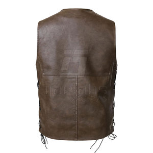 Gilet en cuir de qualité supérieure pour homme, coupe ajustée, tenue élégante et décontractée pour les activités de plein air, gilet en cuir - Product Image 2
