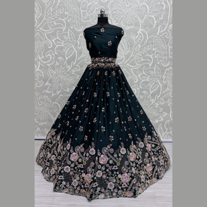Impresionante lanzamiento nuevo diseñador diente de león bordado boda desgaste Lehenga colecciones fabricante por Royal Export en Surat - Product Image 6