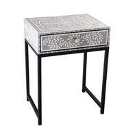 Table basse marocaine artisanale en os incrusté, design unique et exotique, multifonctionnelle, écologique, pour entrée et salon