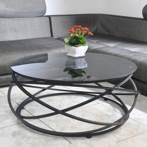 Table basse en métal pur avec insert en verre trempé créant une pièce maîtresse visuellement frappante et fonctionnelle - Product Image 5