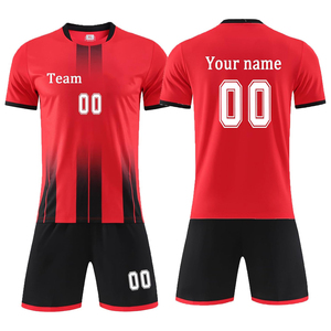 Maillot de football à manches courtes en polyester 100% de haute qualité personnalisé ensembles d'uniformes de football Logo personnalisable extensible respirant tout - Product Image 1
