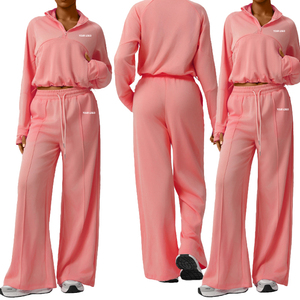 Ensemble de survêtement décontracté personnalisé avec logo OEM pour femmes, sweat-shirt à capuche et pantalon de survêtement de détente, ensemble de survêtement deux pièces pour joggeur - Product Image 2