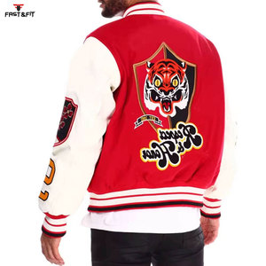 Veste universitaire avec logo personnalisé pour hommes Style de la rue Broderie noire Letterman Broderie personnalisée Veste de baseball pour hommes - Product Image 3