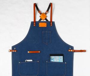 Tabliers en cuir véritable avec poches Logo personnalisé Cadeau de bar à bière Hommes Femmes Bavoir de cuisine AAA-0099 de service alimentaire - Product Image 6