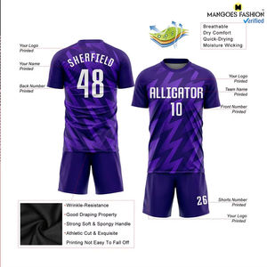 Maillot de football américain personnalisé violet et blanc en sublimation, prix de gros, logo personnalisé, uniforme en maille vierge pas cher pour hommes - Product Image 2