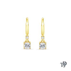 ต่างหูประดับเพชรแบบห้อยประดับเพชร14K ก้านสีทองด้านหลังปิดได้เน้น0.5กะรัตใส VS1-VS2หรูหรา - Product Image 5