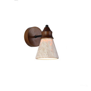 OEM Wabi-Sabi Applique en pierre <span class=keywords><strong>de</strong></span> travertin en bois clair américain rétro naturel jaune Travertin Applique murale à LED <span class=keywords><strong>de</strong></span> chevet chez l'habitant Déco - Product Image 1