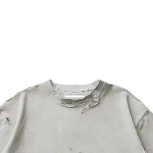 Camiseta estampada de corte holgado para hombre, 100% algodón, con logo personalizado, estilo streetwear, vintage, lavada. - Product Image 2