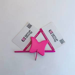 Miroir à cils en forme de papillon rose GETUP BROSONS, en acier inoxydable de précision, avec logo personnalisé et emballage en carton - Product Image 1
