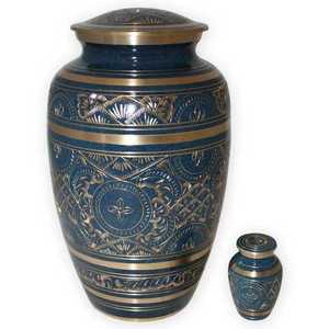 Teal and Gold Metal Pet Cremation Urn with Elegant Paw Print Accents for Small <b>Dog</b> and Cat <b>Memorial</b> - Product Image 2