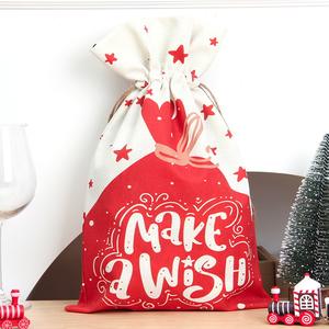 Personnalisé Classique <span class=keywords><strong>Rouge</strong></span> Plaid Santa Décoration Cordon Décoration de La Maison Toile Noël Pomme Sacs - Product Image 4