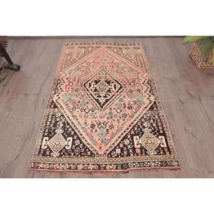 3.4x5.6 ft Accent Turkish Vintage Rug, <b>Brown</b> Ombr <b>Wool</b> Rug - Product Image 1