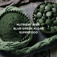 Poudre d'algues bleues vertes de qualité alimentaire, capsules de spiruline, comprimés de spiruline, poudre de spiruline