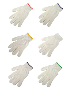 Gants industriels en coton/polycoton tricotés, 7 jauges, blanc naturel, antidérapants et anti-vibrations, longueur 26 cm, Indonésie - Product Image 3