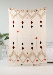 Manta de algodón ligera y suave bordada a mano de primera calidad con borlas, manta de viaje para sofá para decoración del hogar - Product Image 6