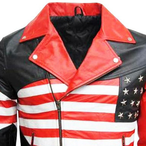 Veste en cuir véritable pur personnalisée de haute qualité Veste en cuir à fermeture éclair asymétrique à coutures fines pour hommes - Product Image 2