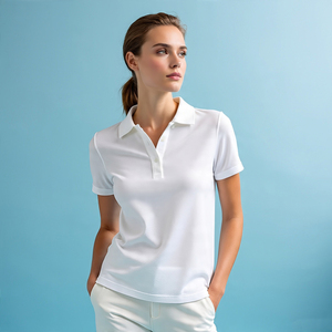 Polo de Golf Blanco de Manga Corta para Mujer, Camiseta Polo de Verano para Mujer, Polo con Cuello Camisero para Mujer - Product Image 1