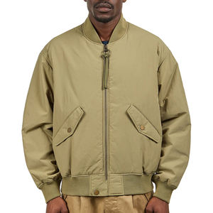 Gran oferta, chaqueta Bomber bordada de invierno, estilo personalizado, chaqueta Bomber de nailon con forro de satén de secado rápido para hombre, chaqueta Bomber de Color sólido con cuello levantado - Product Image 6