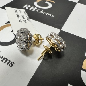 Boucles d'oreilles chrétiennes unisexes personnalisées tendance hip-hop en or blanc 14 carats, moissanite, diamants naturels, plaqué rhodium, certifiées IGI, cadeau - Product Image 2