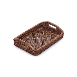 Decorative Handmade <b>Rattan</b> Tray With Natural Texture For Living Room <b>Dining</b> <b>Table</b> And Kitchen - Product Image 2
