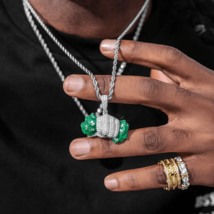 จี้เพชร CZ ชุบทองคำขาวสำหรับผู้ชาย สไตล์ฮิปฮอป - Product Image 4