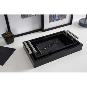 Juego de bandejas de madera hechas a mano y personalizadas con asas elegantes, forma versátil, acabado brillante, aptas para lavavajillas y microondas, para servir y exhibir. - Product Image 1