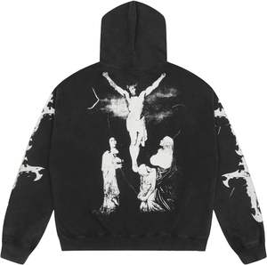 Sweat à capuche imprimé graphique délavé vintage pour hommes Sweat à capuche en coton chaud Pull à capuche pour vêtements d'extérieur - Product Image 2