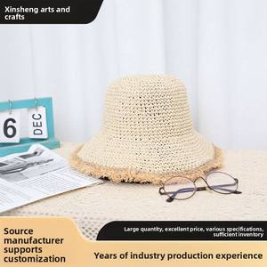 Chapeau de soleil en dentelle florale française pour femme, en paille de raphia, décontracté, printemps-été, voyage, plage, protection solaire, style célébrité internet - Product Image 2