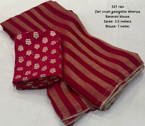 Festival Wear Georgette Avec Zari Crush Leheriya Saree Femme Fabricant Et Fournisseur De Mode De Surat - Product Image 3