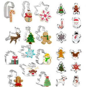 6 cái/bộ Năm Mới Giáng Sinh Trang Trí Thép Không Gỉ DIY Nướng Bánh Công Cụ Bánh Quy Khuôn Xmas Snowman Cookie Cutter Khuôn