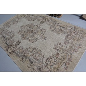 Clásico Beige Marrón 5,5X8,7 pies Vintage Alfombra turca Patchwork Lana Faux Rabbit Fur Látex Rectángulo Pasillo para uso en la cabecera - Product Image 4