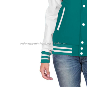 Parche personalizado acolchado transpirable teñido algodón Varsity chaqueta de las mujeres duradero bordado - Product Image 6