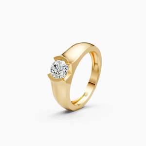 Anillo solitario con diamante cultivado en laboratorio de corte redondo de 0.70 quilates en oro amarillo, blanco y rosa de 9 quilates - Product Image 1