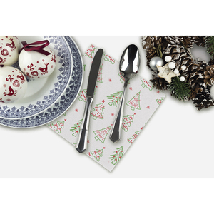 Tovaglioli Bianchi 40x40cm con Stampa Verde Aspen Point-to-Point, 600 Pezzi, B2B - Product Image 1