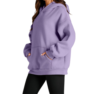 Sudadera con capucha de lana de algodón 100% para mujer, alta calidad, HeavyGSM, transpirable, cómoda, superventas, estampado de invierno bordado - Product Image 2