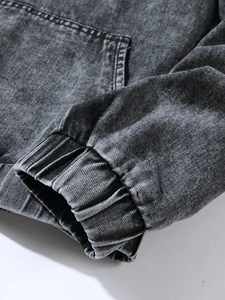 Manufacturer Custom Oversized Drop Shoulder Denim <b>Hoodies</b> <b>for</b> Men Breathable Cotton Nylon Vintage Wash Baggy Jeans Autumn Winter - Product Image 4