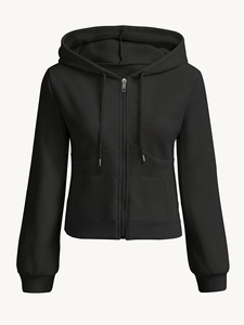 Ventes en gros de sweats à capuche respirants pour femmes, style tendance, couleur unie, sweats à capuche pour femmes personnalisés, manches longues, coton respirant - Product Image 2