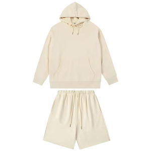 Conjunto de 2 Piezas de Algodón Grueso de Primera Calidad para Hombre, Sudadera y Pantalones Cortos Deportivos Unisex, Conjunto de Sudadera con Capucha y Pantalones Cortos Personalizados para Hombre - Product Image 3