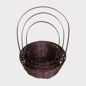 Artisanat du Vietnam paniers de rangement en bambou recyclés ronds fabriqués en usine pour les plateaux en osier à usage de cadeau de Noël et de cuisine - Product Image 2