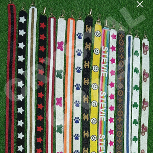 Correa de monedero con cuentas personalizadas de color rosa estrella, correas de bolso con cuentas de semillas de oro blanco, accesorios de moda para bolsos - Product Image 4