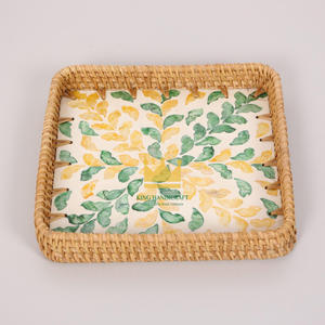 Plateau en rotin coquillage en forme de rectangle de conception de mode de vente chaude pour la décoration de vaisselle prix bon marché et bas quantité minimale de commande - Product Image 3