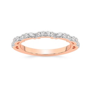 Bague demi-éternité classique en or massif 14K avec diamants de laboratoire 0,33 ct TW, couleur FG, clarté VS, 22 diamants, symétrie intemporelle pour mariée - Product Image 2