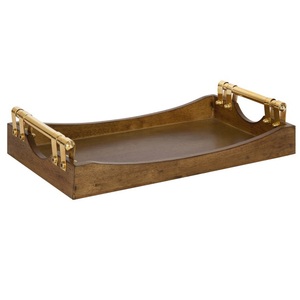 New Looking Metal <b>Tray</b> With Golden Handles Trendy Rounded Shape Handmade Designer <b>Snacks</b> & Water Serving <b>Trays</b> Use - Product Image 6
