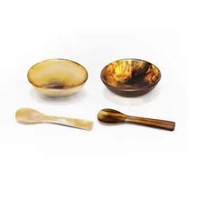 Bol à salade en corne de buffle avec cuillère graver poignée cuillère bols en corne multifonctionnels bol de service alimentaire le plus pur - Product Image 2