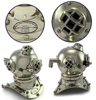 Casque de plongée en métal, casque militaire marin, modèle réplique, finition chromée originale, table, bureau, maison, bureau