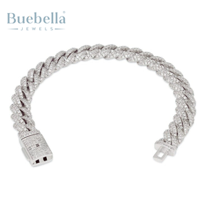 10mm Fine Jewelry Iced Out <b>Gold</b> <b>Plated</b> 925 Sterling Silver Cuban Bracelet Moissanite Men's Bracelets & <b>Bangle</b> - Product Image 5